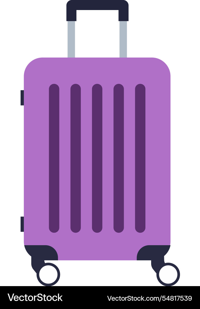 Stylish purple rolling suitcase with a retractable Stylish purple rolling suitcase with a retractable vector image