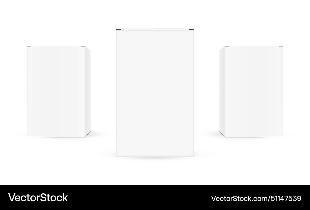 Three small rectangular boxes front view Three small rectangular boxes front view vector image