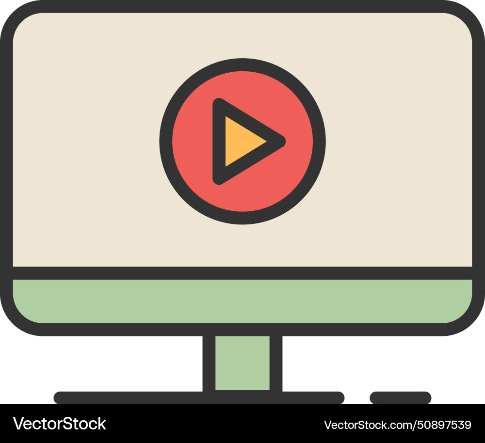 Video player flat icon on computer monitor vector image