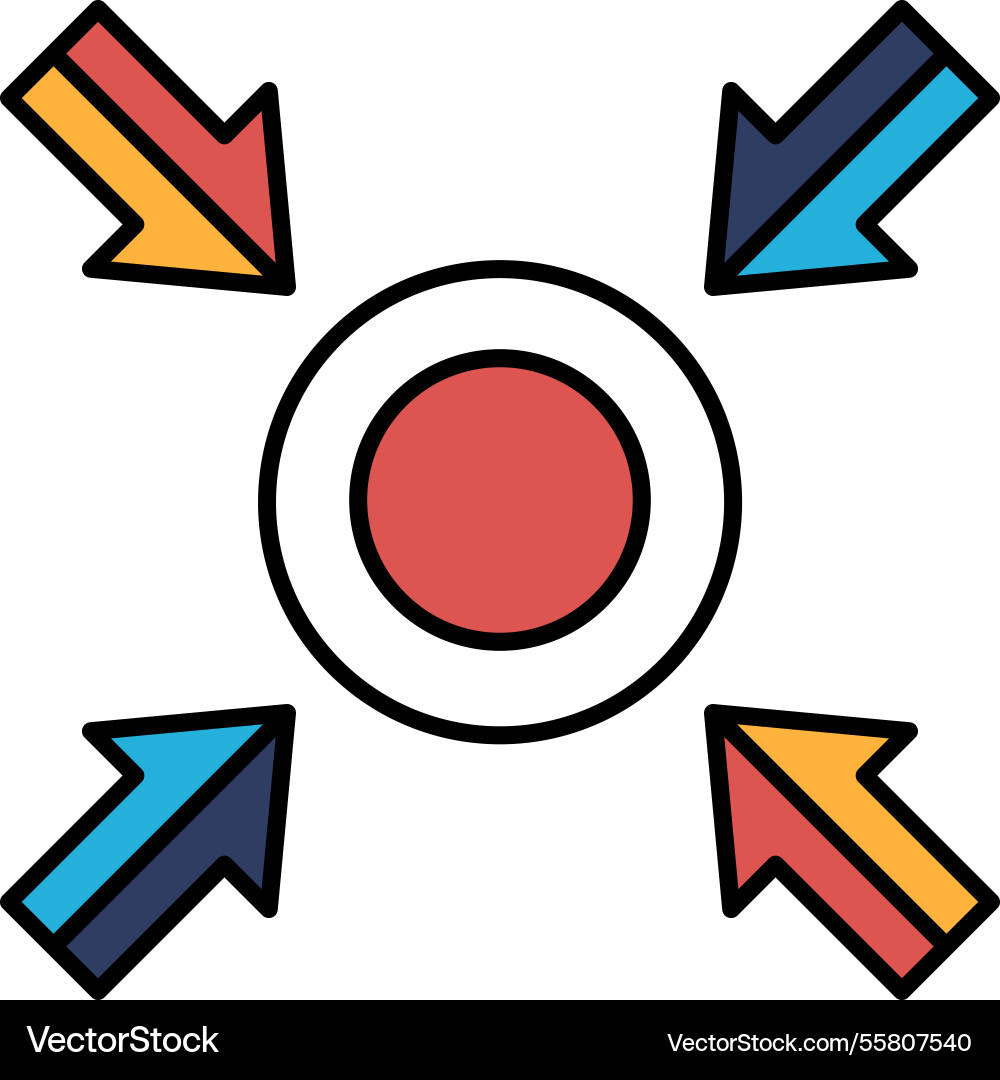 A red circle with four arrows pointing A red circle with four arrows pointing Vector Image
