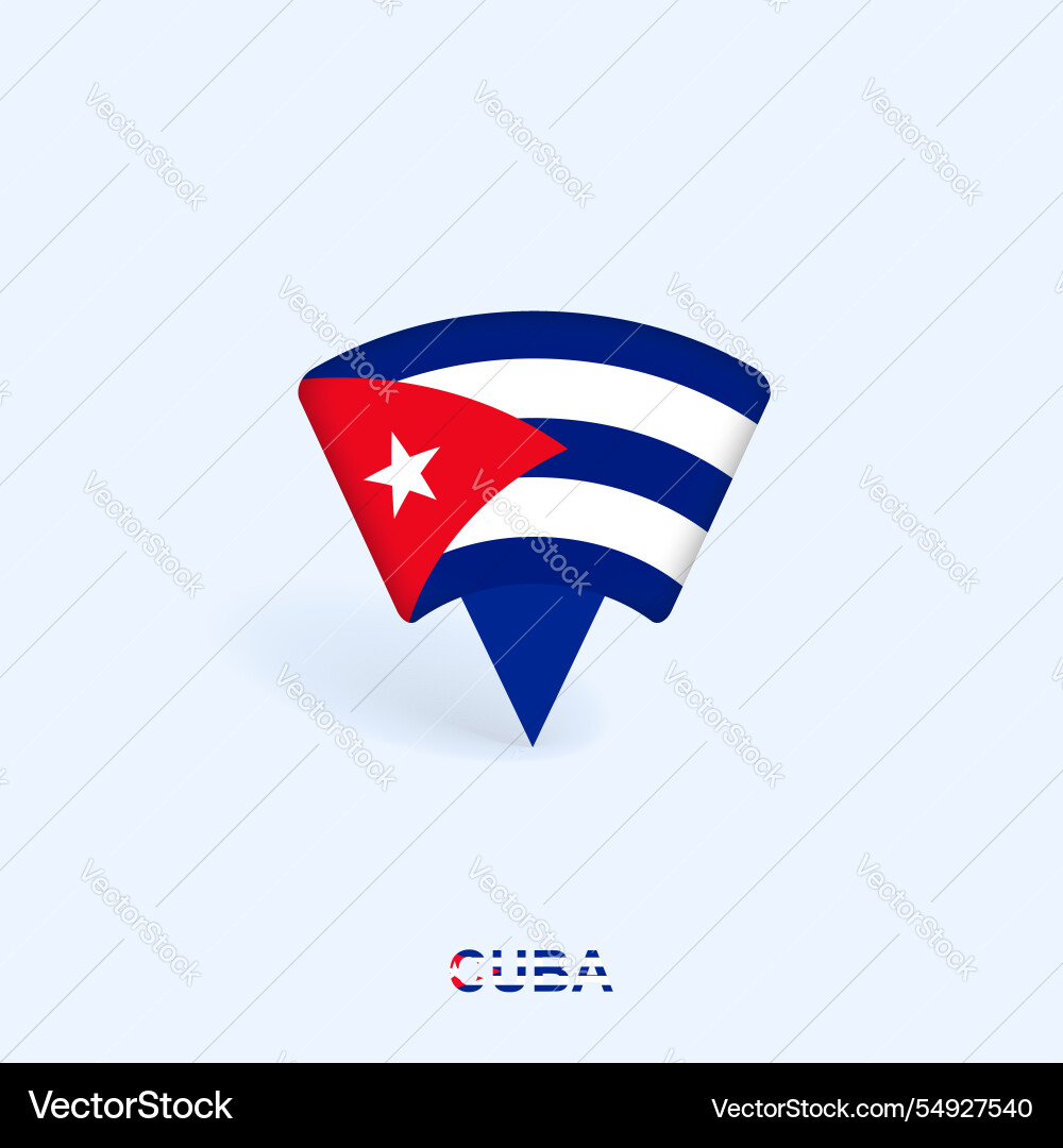 Cuba flag map pointer design with shadow Cuba flag map pointer design with shadow vector image
