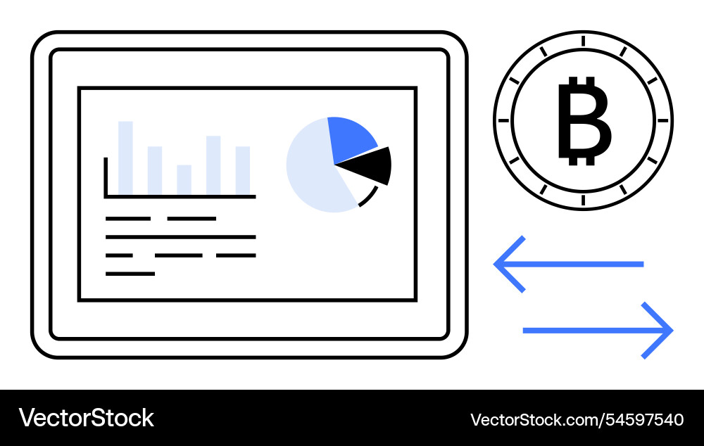 Digital tablet displaying data analytics next Vector Image