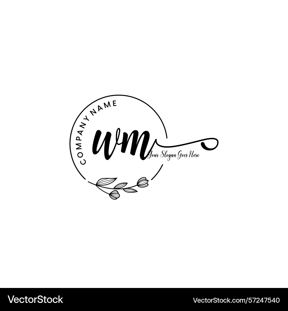 Elegant wm initial logo design with botanical Elegant wm initial logo design with botanical Vector Image