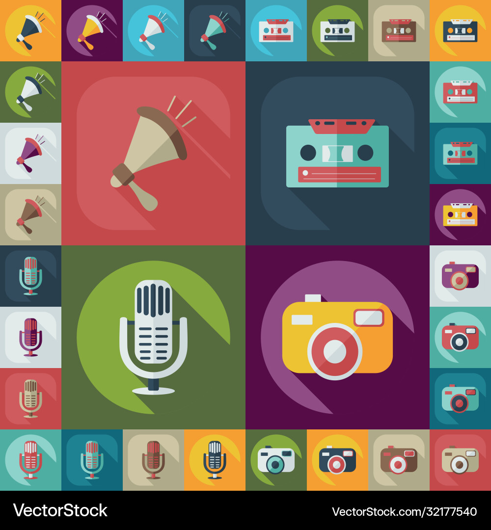 Flat concept set modern design with shadow retro vector image