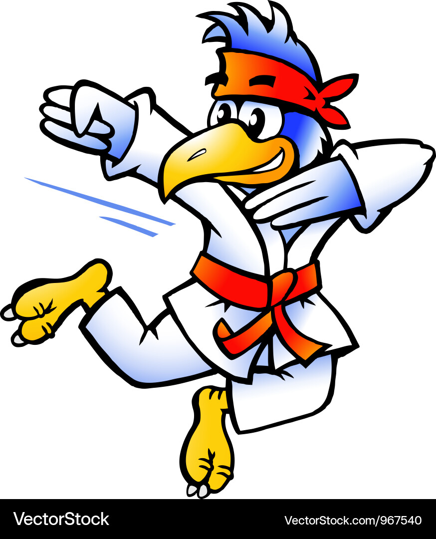 Hand-drawn of an bird practices self-defense Vector Image