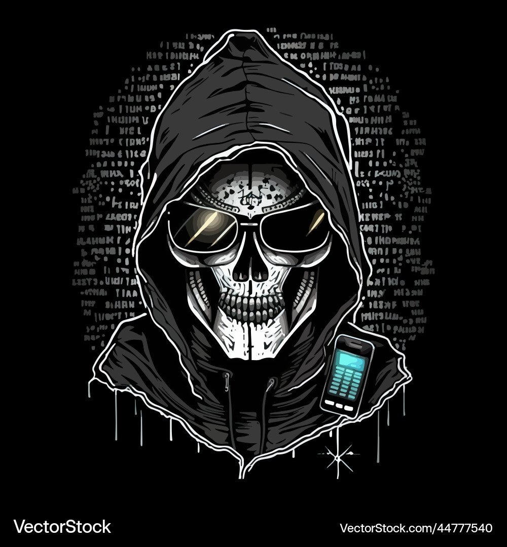 Hooded skull hacker logo concept Hooded skull hacker logo concept vector image