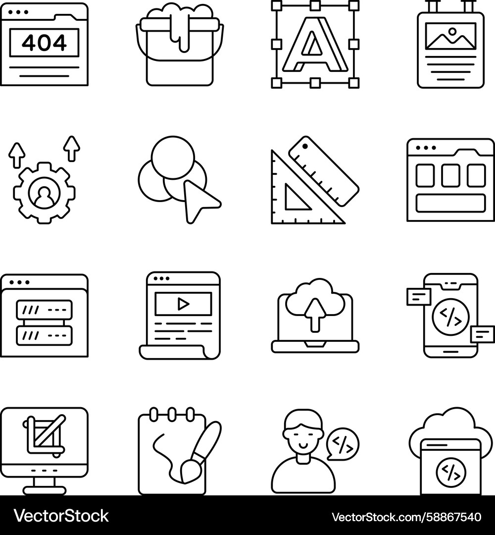 Set of web linear icons Vector Image