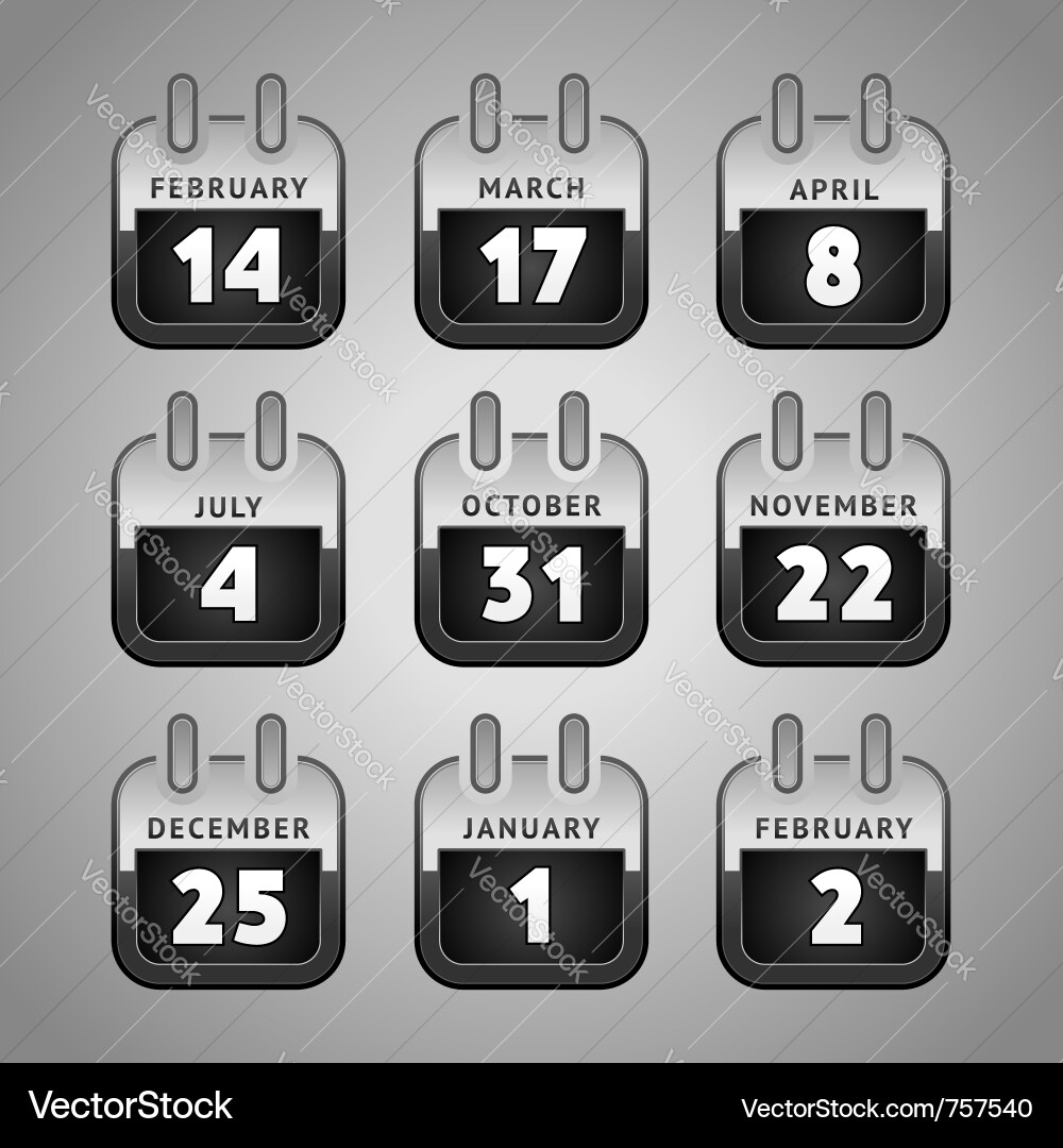 Set web calendar icons Vector Image
