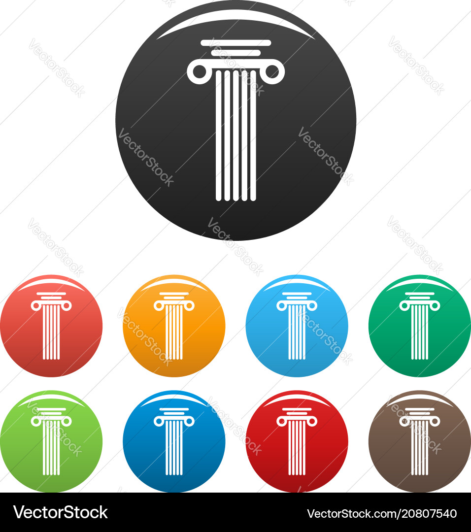 Square column icons set color Square column icons set color vector image