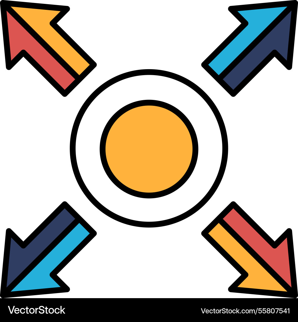 A circle with four arrows pointing in different A circle with four arrows pointing in different vector image