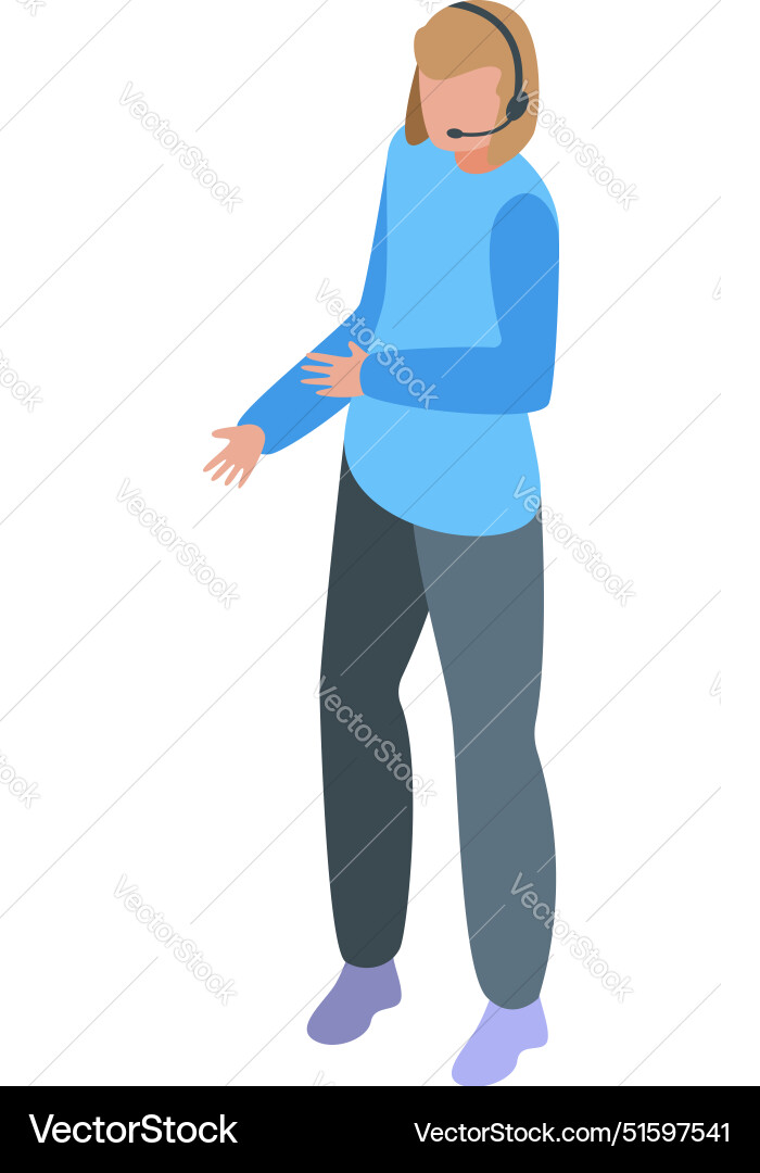 Call center worker is explaining something during Call center worker is explaining something during Vector Image