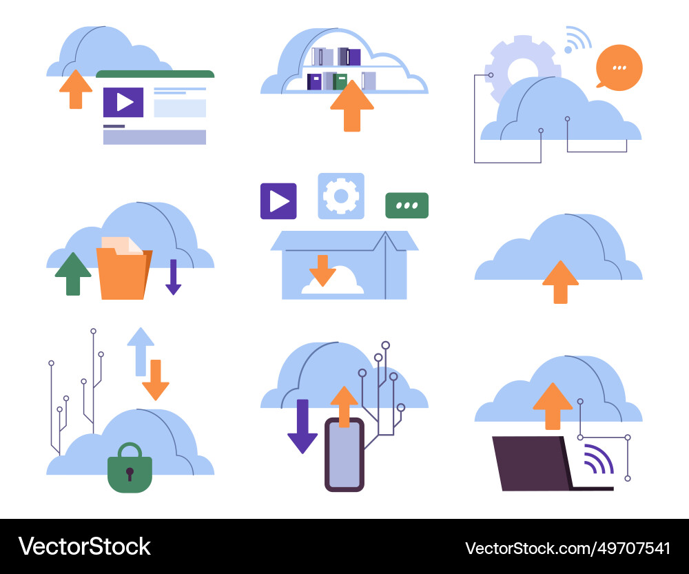 Cloud computing service settings of environment Cloud computing service settings of environment vector image