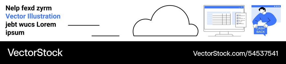 Cloud service with text data screen Cloud service with text data screen vector image