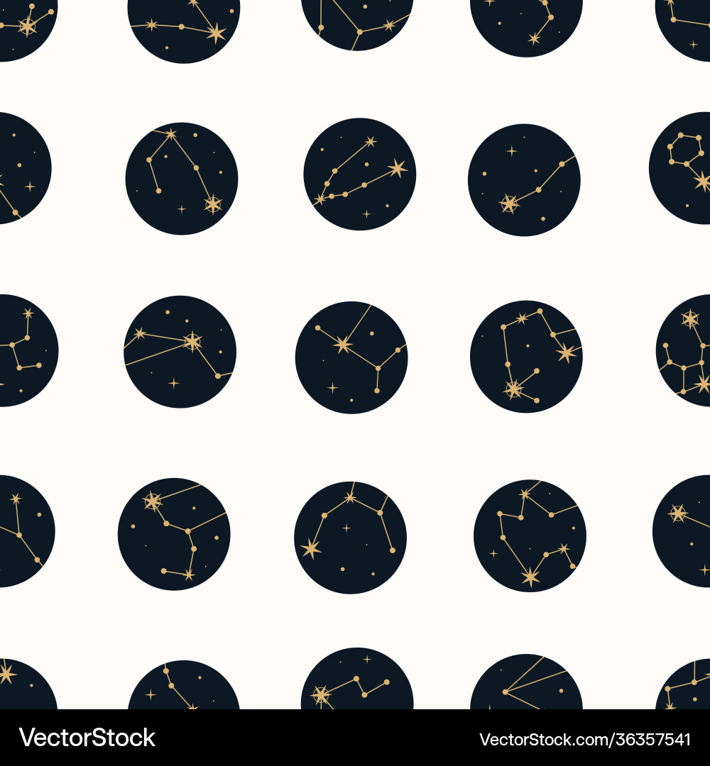 Magic seamless pattern with constellations Magic seamless pattern with constellations vector image