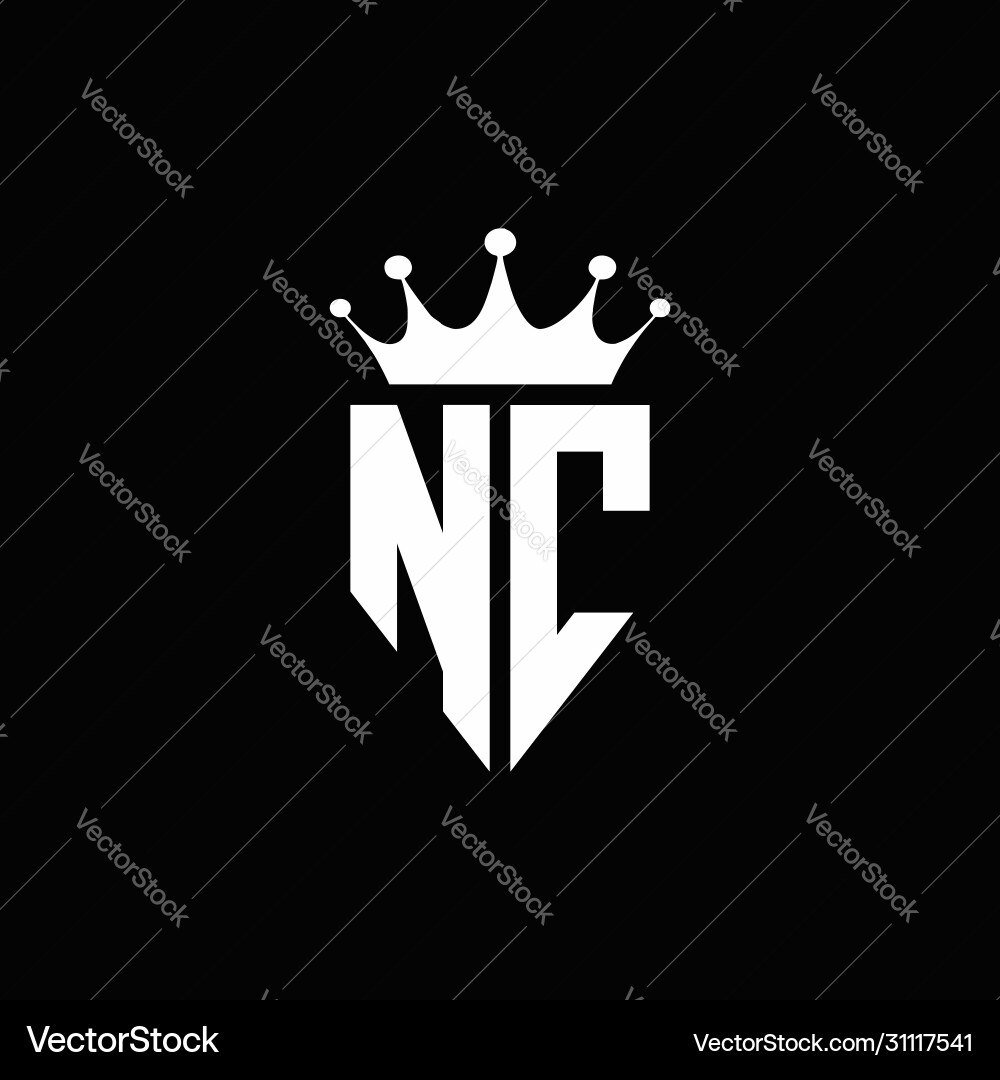Nc logo monogram emblem style with crown shape Vector Image