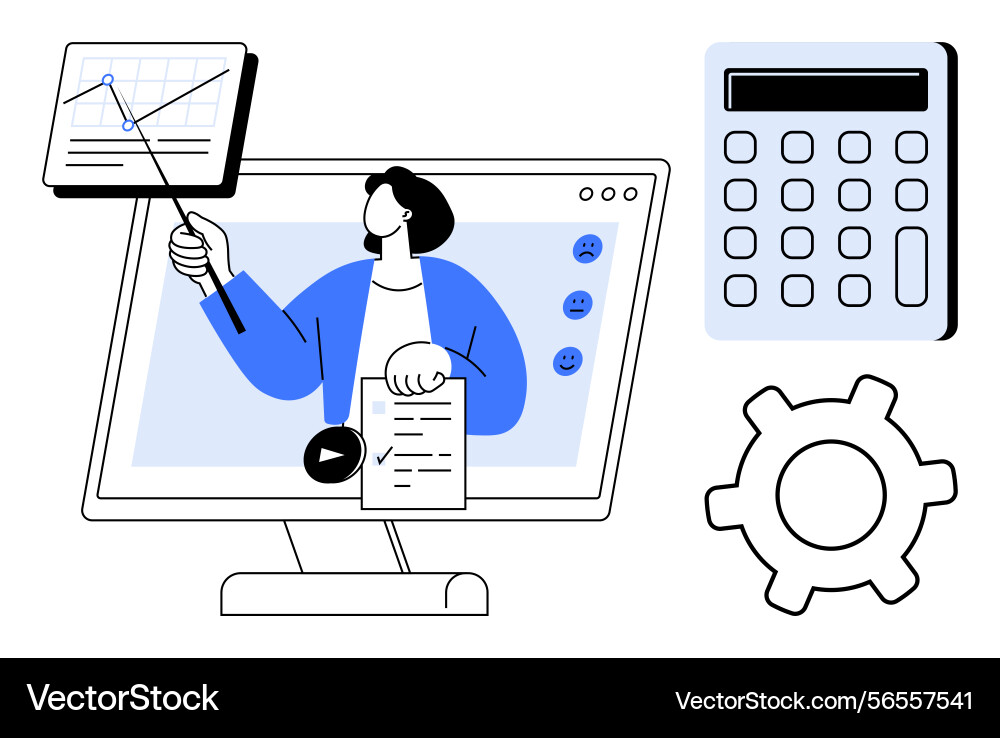 Online presentation with chart analysis Online presentation with chart analysis vector image
