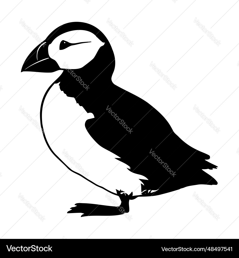 Puffin Icon - Black and White vector image