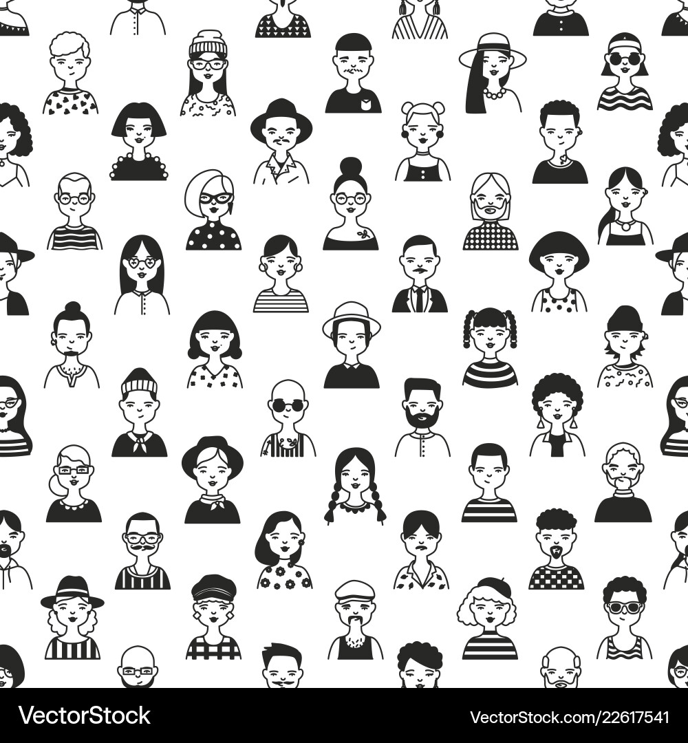 Seamless pattern with faces or heads of old vector image