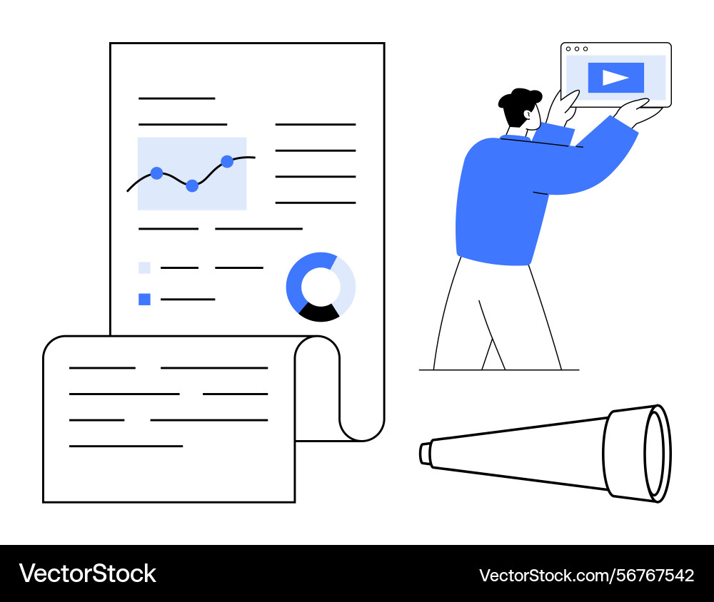 Data and content presentation with document chart Data and content presentation with document chart vector image