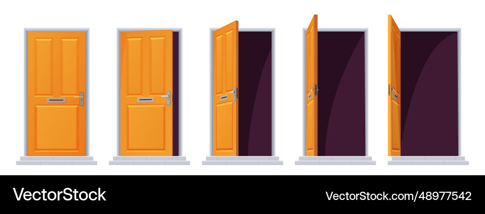Door opening sequence animation set different vector image