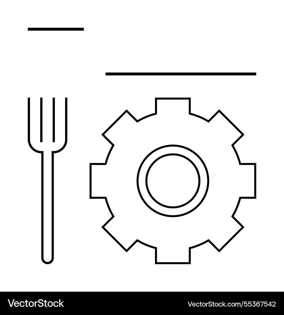 Fork and gear outline representing automation Vector Image