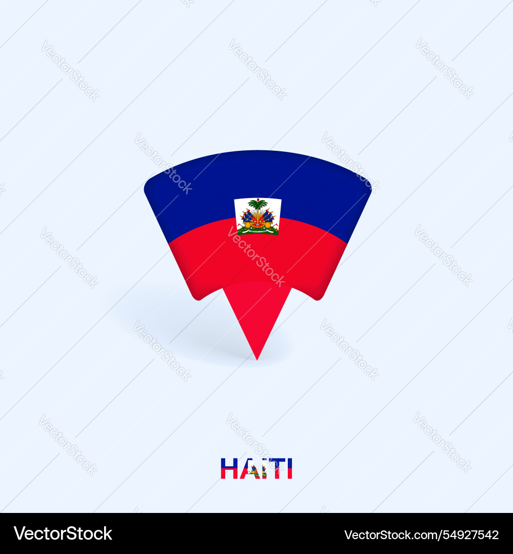 Haiti flag map pointer design with shadow vector image