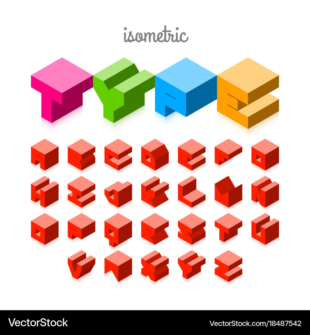 Isometrische Alphabet-Blöcke Vektorbild