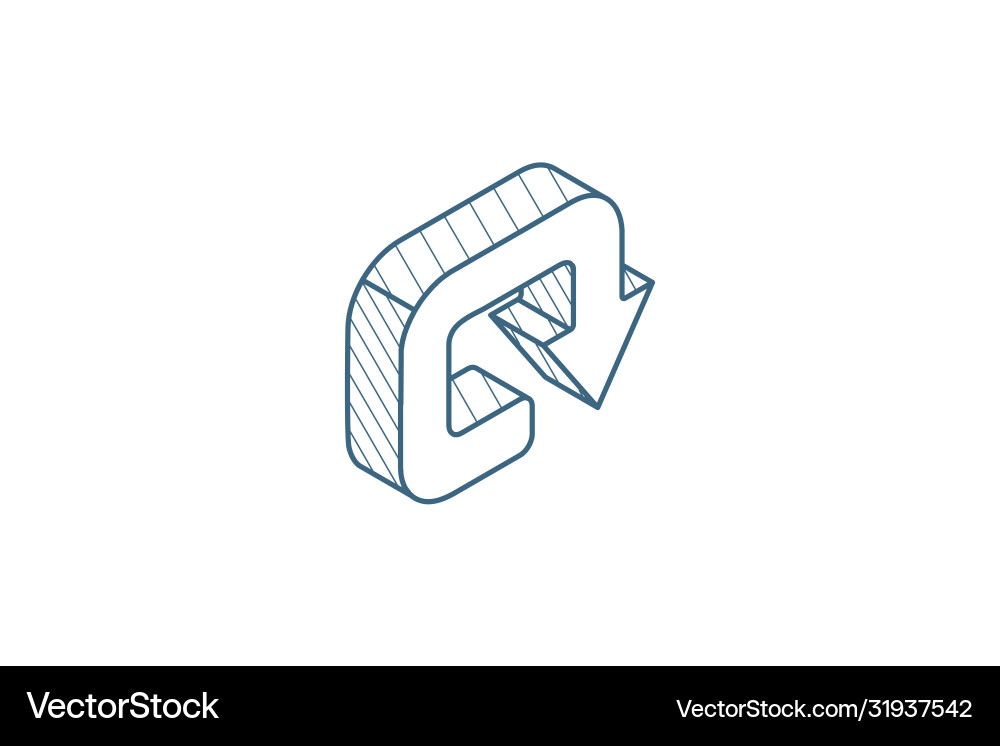 Rotate circle round turn isometric icon 3d line Rotate circle round turn isometric icon 3d line vector image