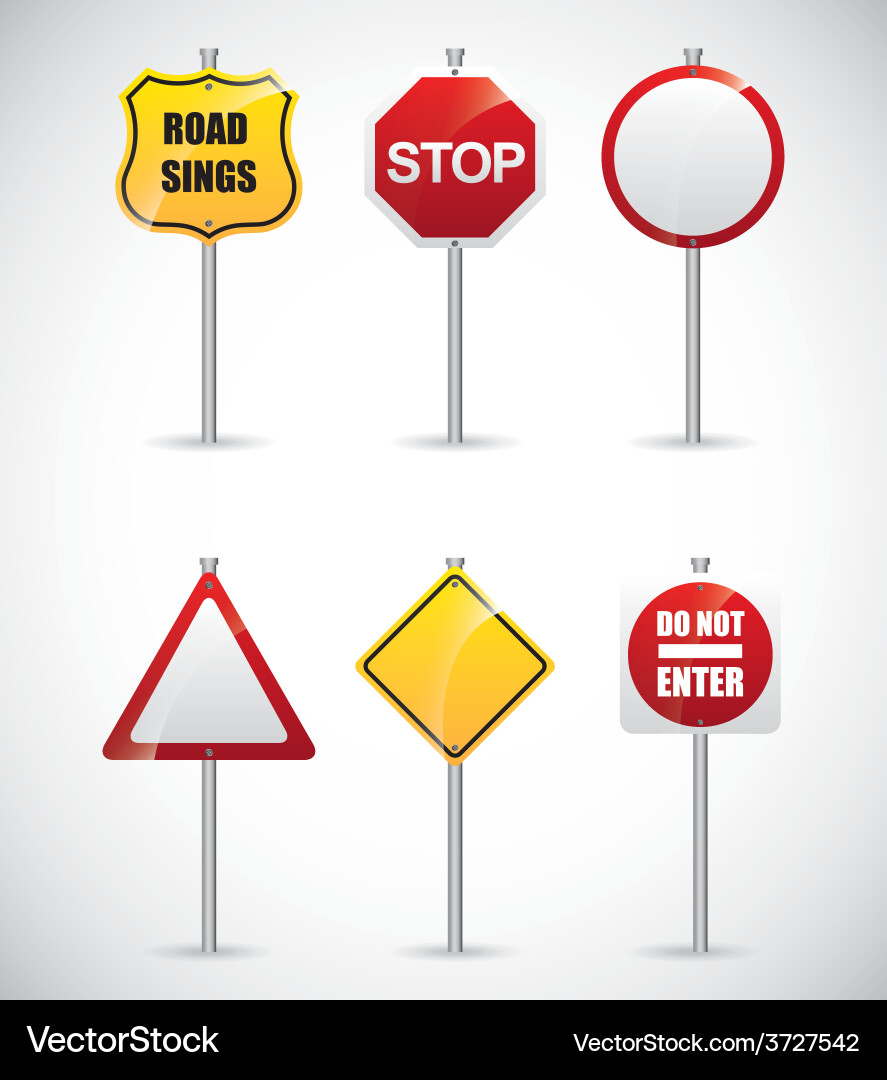 Traffic Sign Collection Royalty Free Vector Image