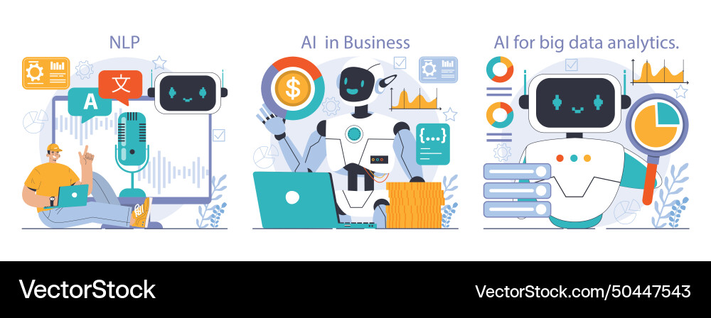 Ai integration set artificial intelligence Ai integration set artificial intelligence vector image