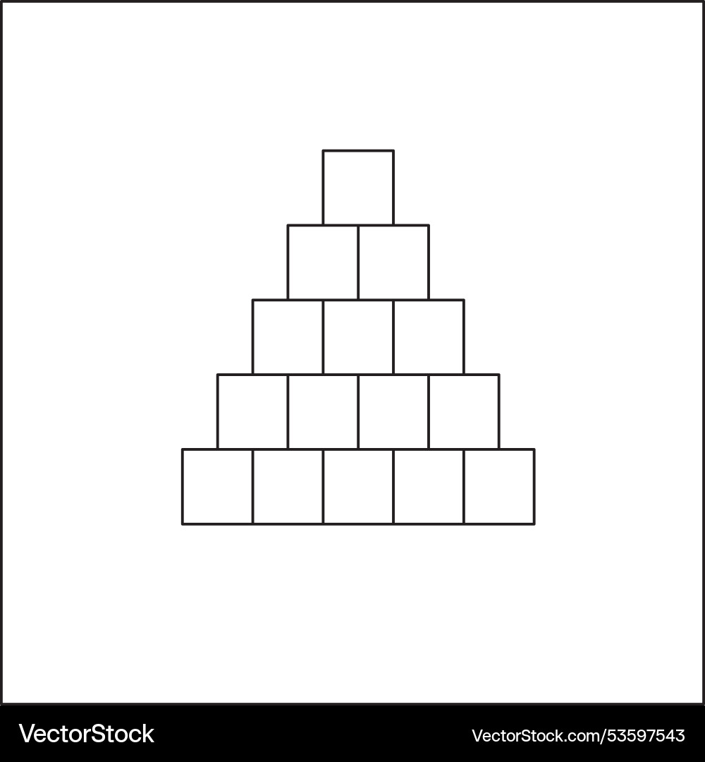 Draw a sketch of boxes stacked into triangle Vector Image