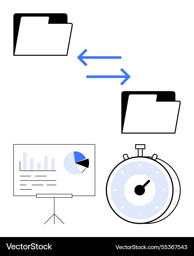 File transfer process with data analysis and time Vector Image