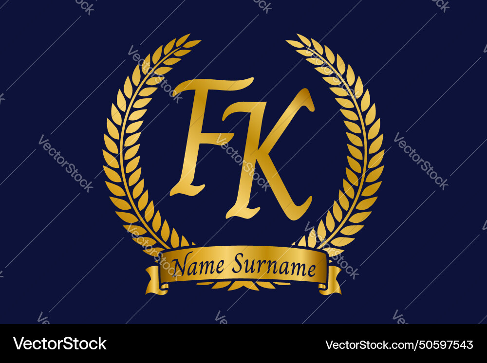 Initial letter f and k fk monogram logo design Initial letter f and k fk monogram logo design vector image