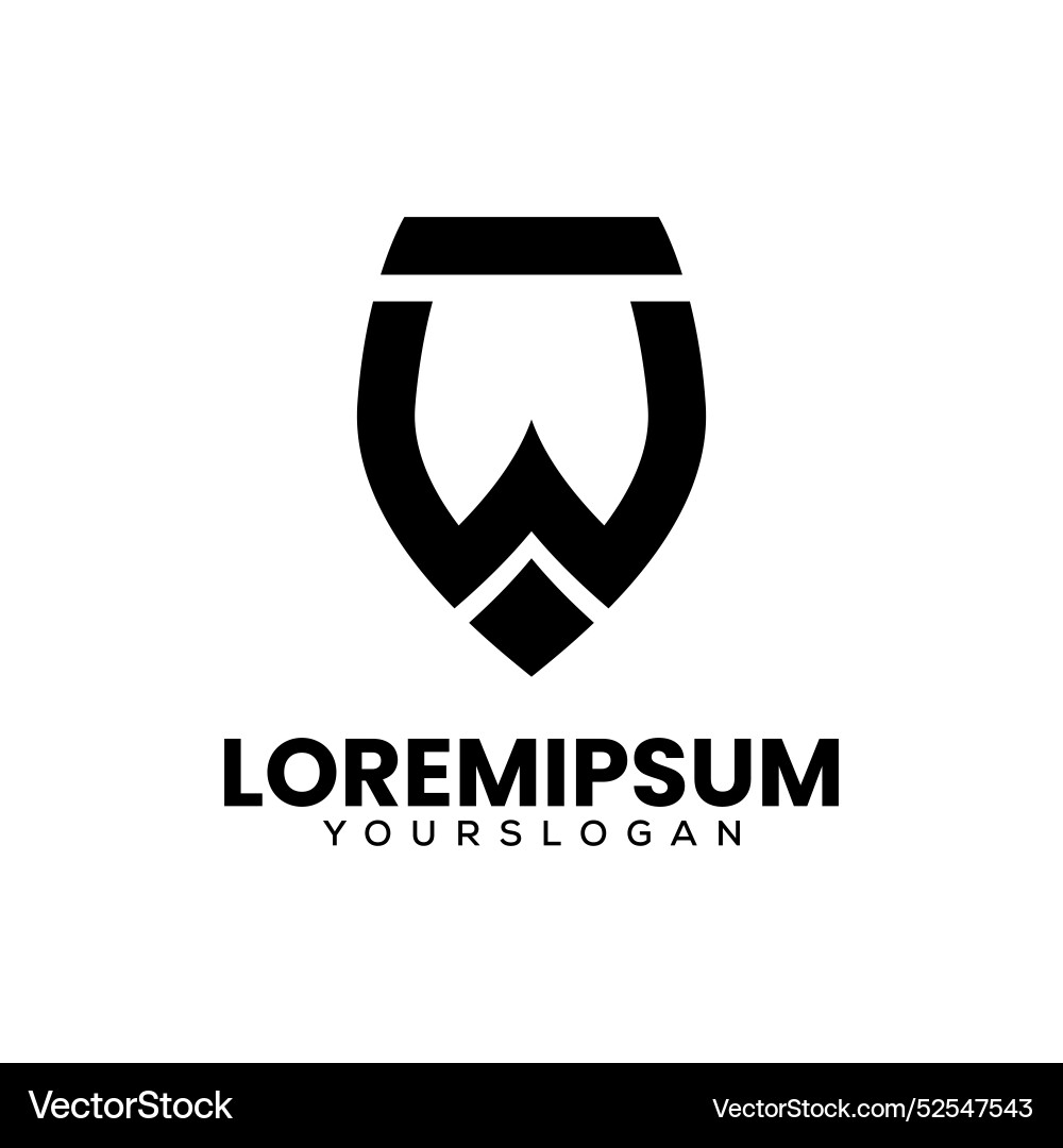 Letter w shield logo design Royalty Free Vector Image