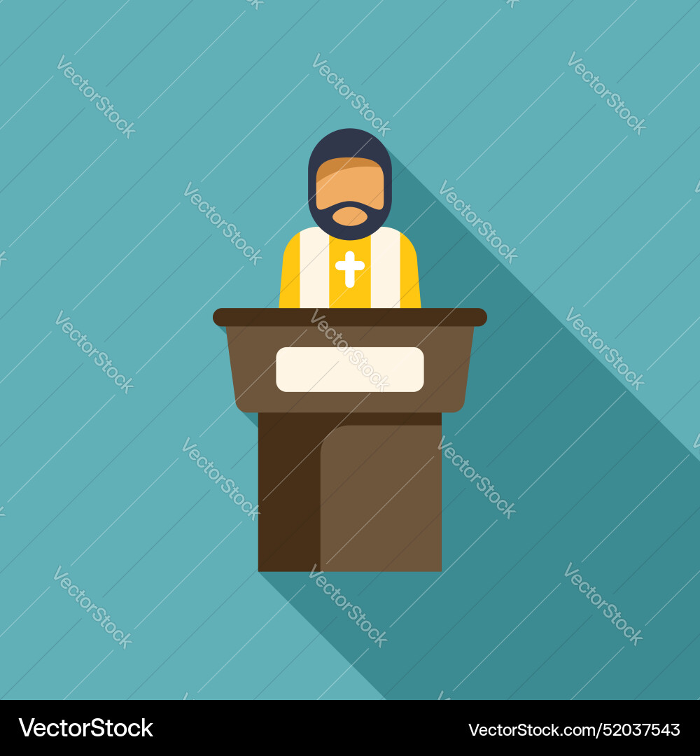 Priest preaching from a pulpit giving sermon Vector Image