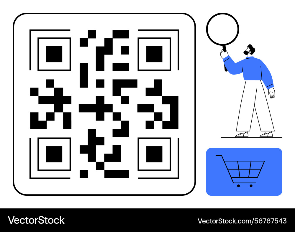 Qr code with person highlighting element Qr code with person highlighting element vector image