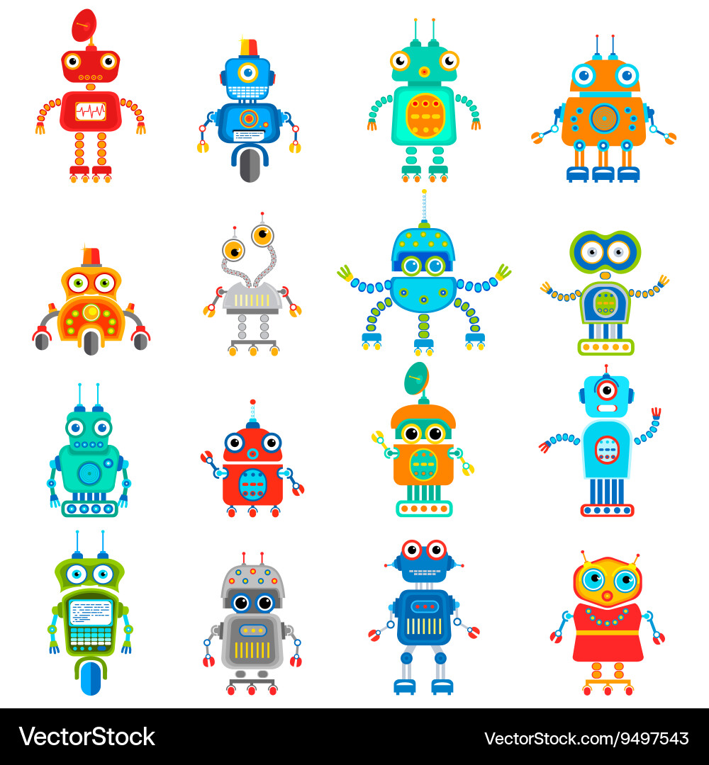 Retro Robot Collection vector image