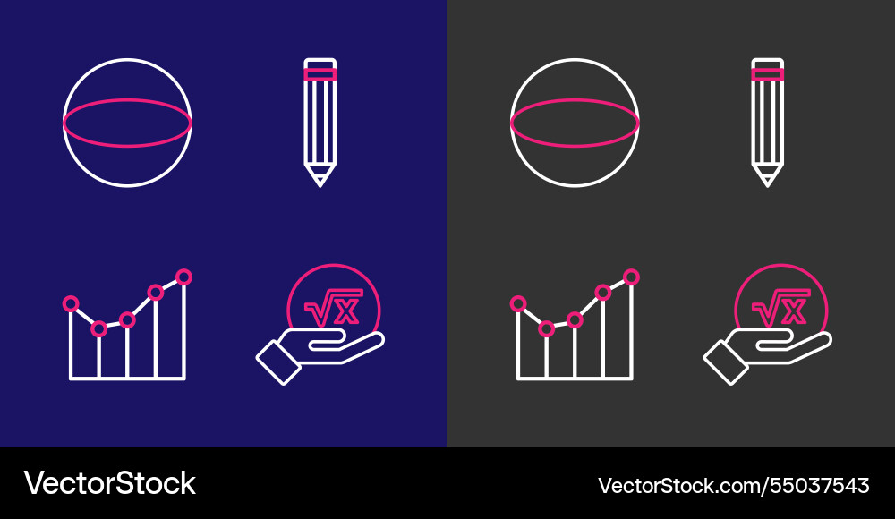 Set line square root of x glyph graph schedule Set line square root of x glyph graph schedule vector image