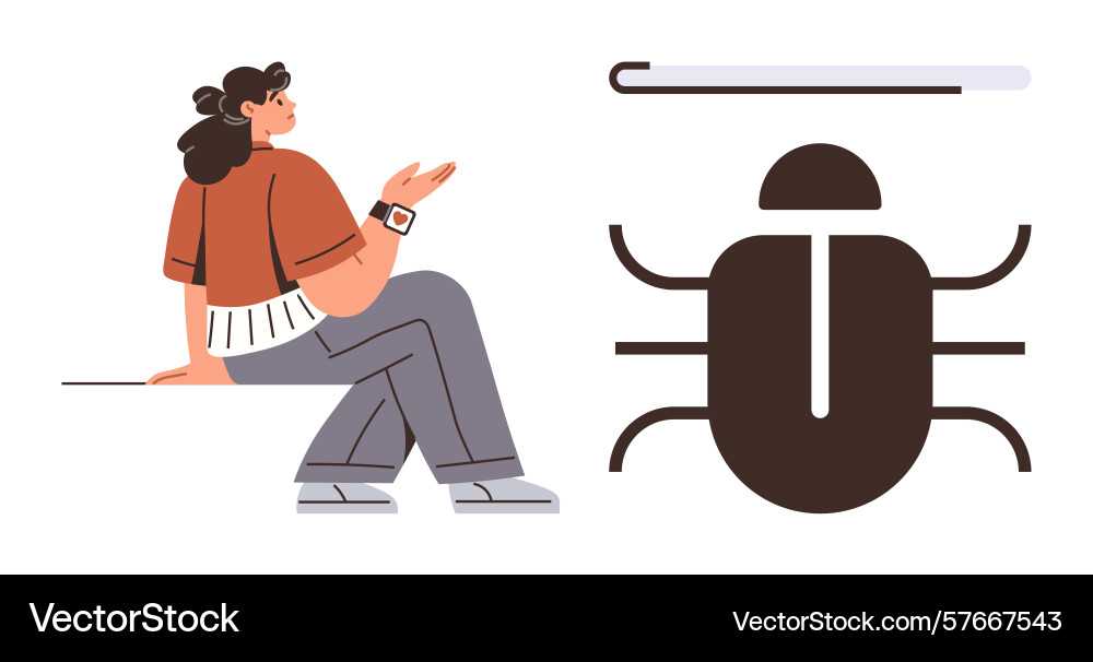 Woman discussing technology and cybersecurity Vector Image