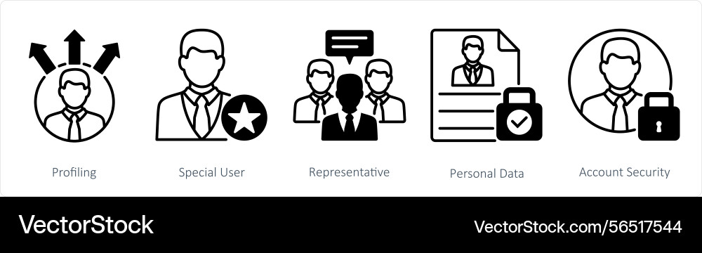 A set of 5 gdpr icons as profiling special user Vector Image