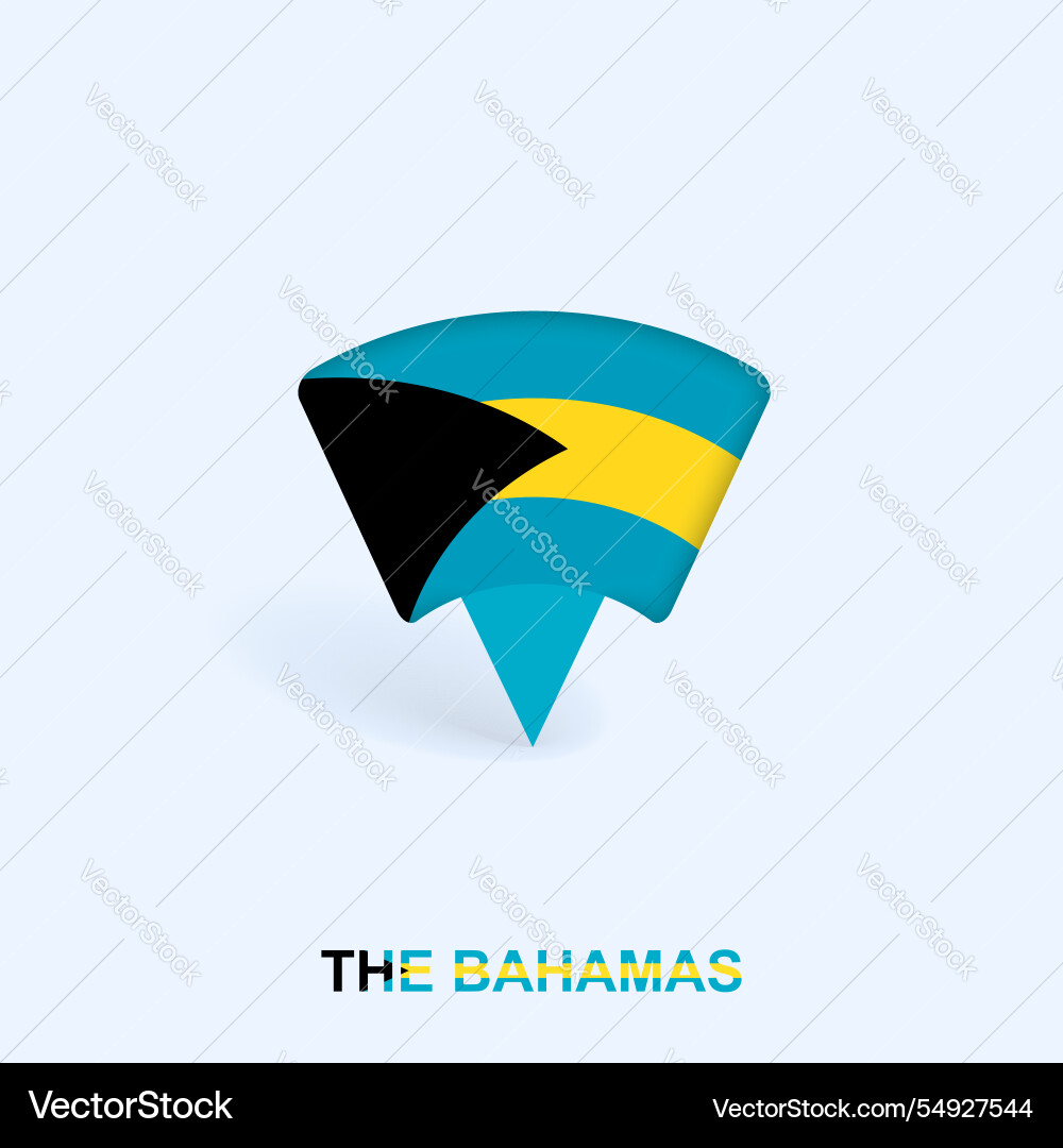 Bahamas flag map pointer design with shadow vector image