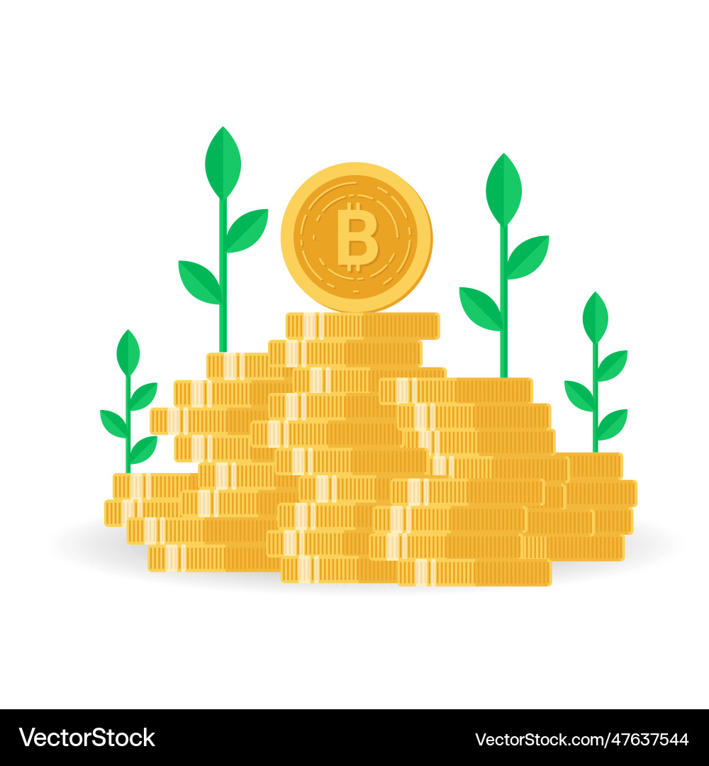 Bitcoin stack with growth fund flat icon – Royalty-Free Vector | VectorStock