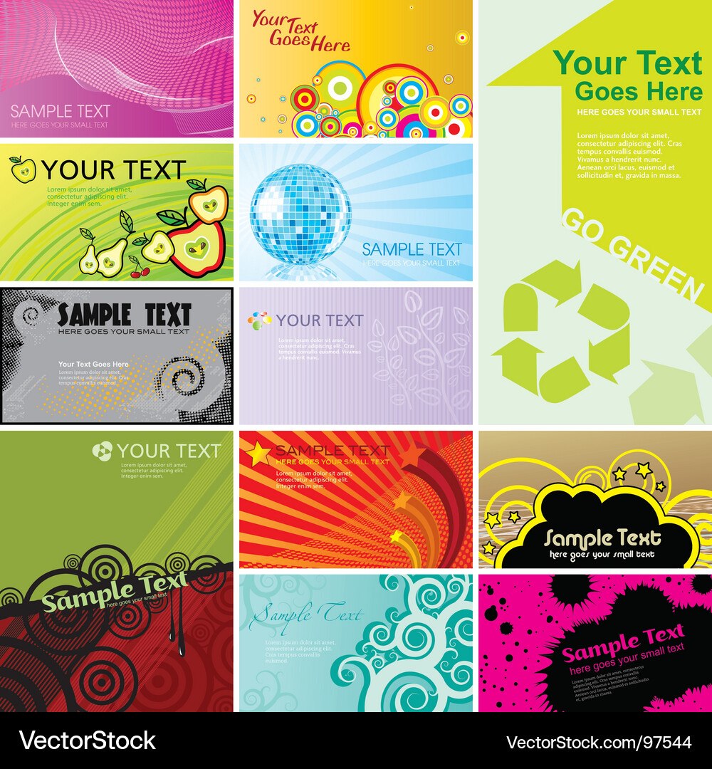 Colorful Pattern Cards Set Vector Image