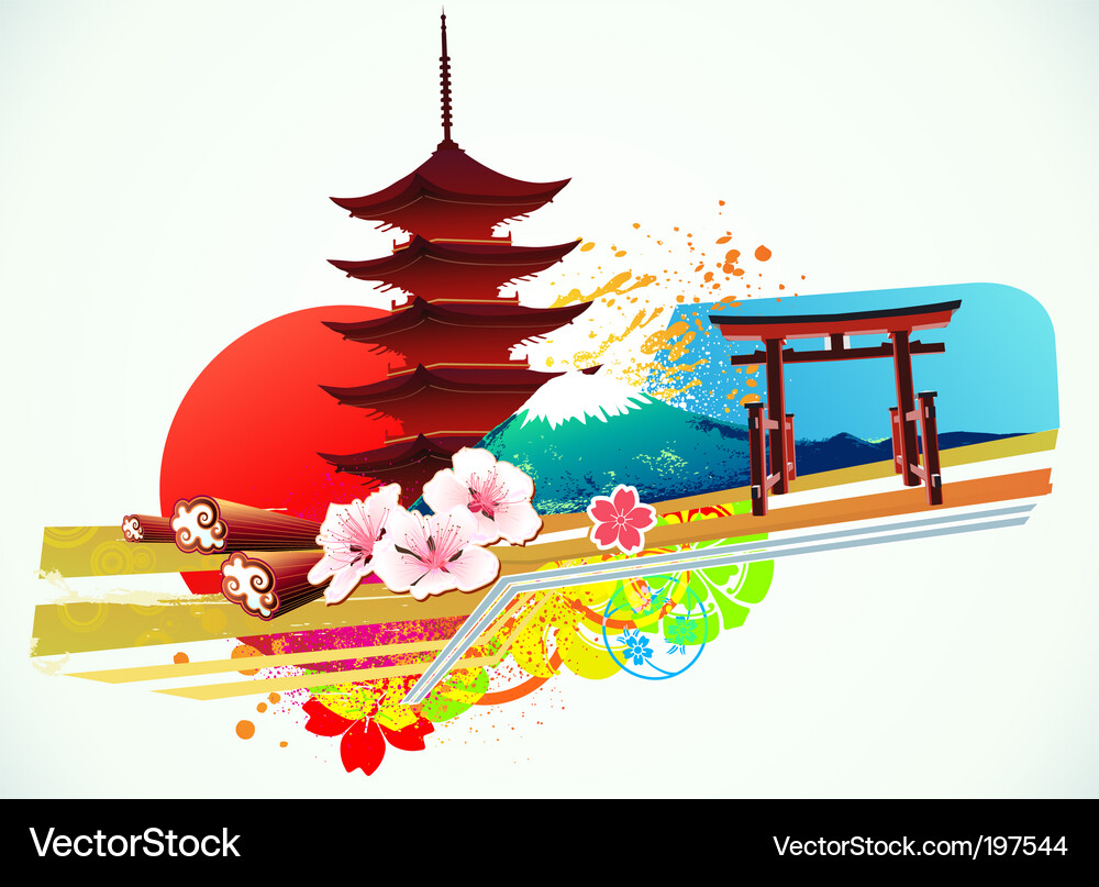 Japanese Pagoda Landscape Vector Image
