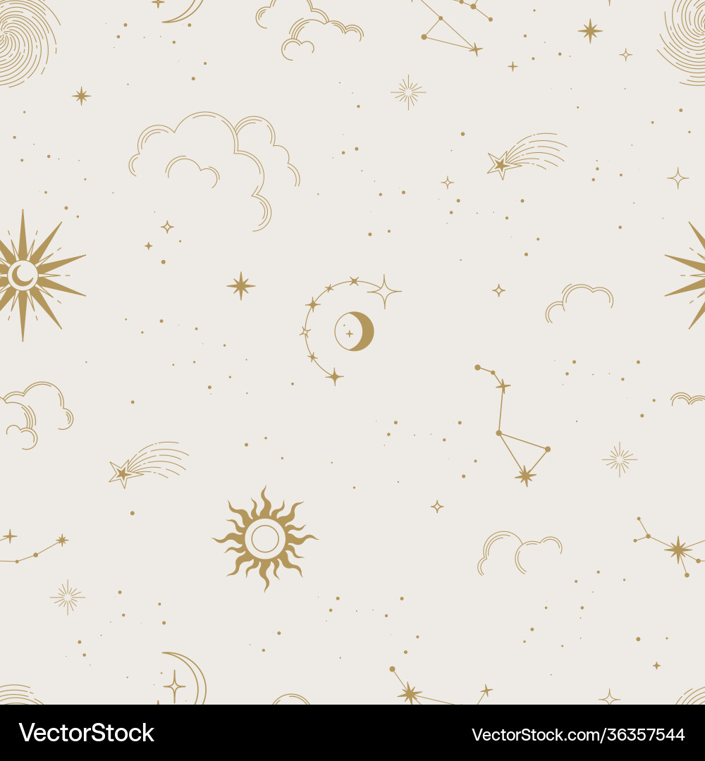 Magic seamless pattern with constellations Magic seamless pattern with constellations vector image