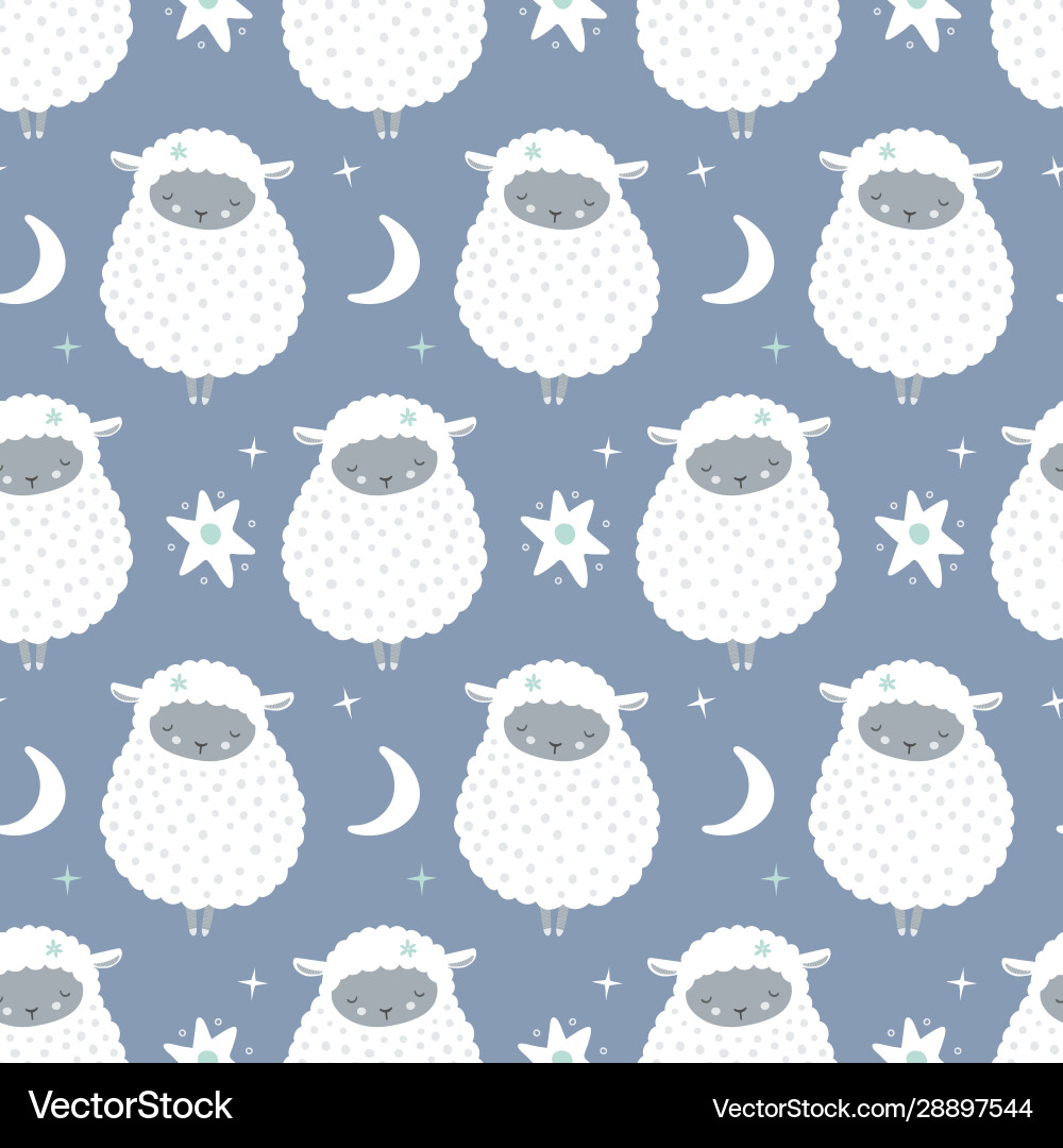 Sleepy sheep pattern design seamless Sleepy sheep pattern design seamless vector image