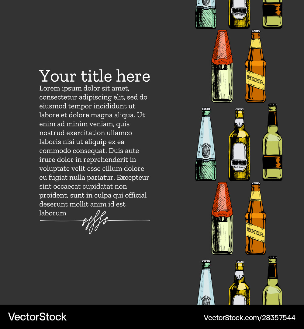 Template with different beer bottles Template with different beer bottles vector image