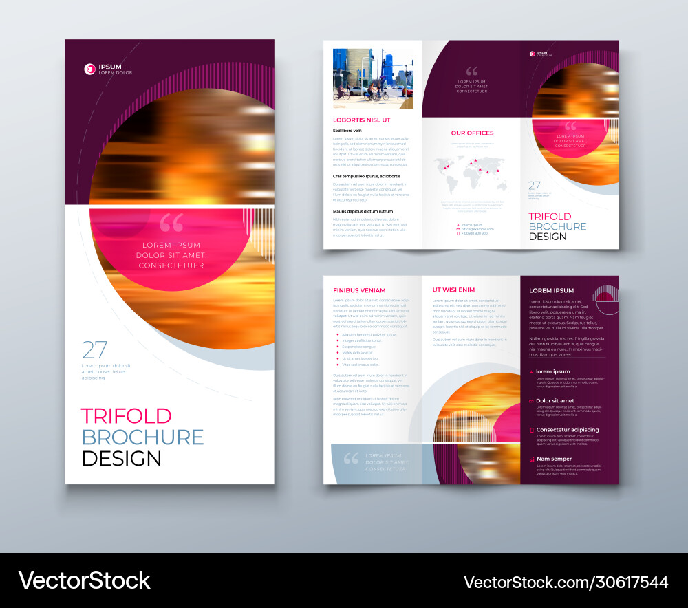 Tri Faltprospekt Design mit Kreis Corporate Tri Faltprospekt Design mit Kreis Corporate Vektorbild