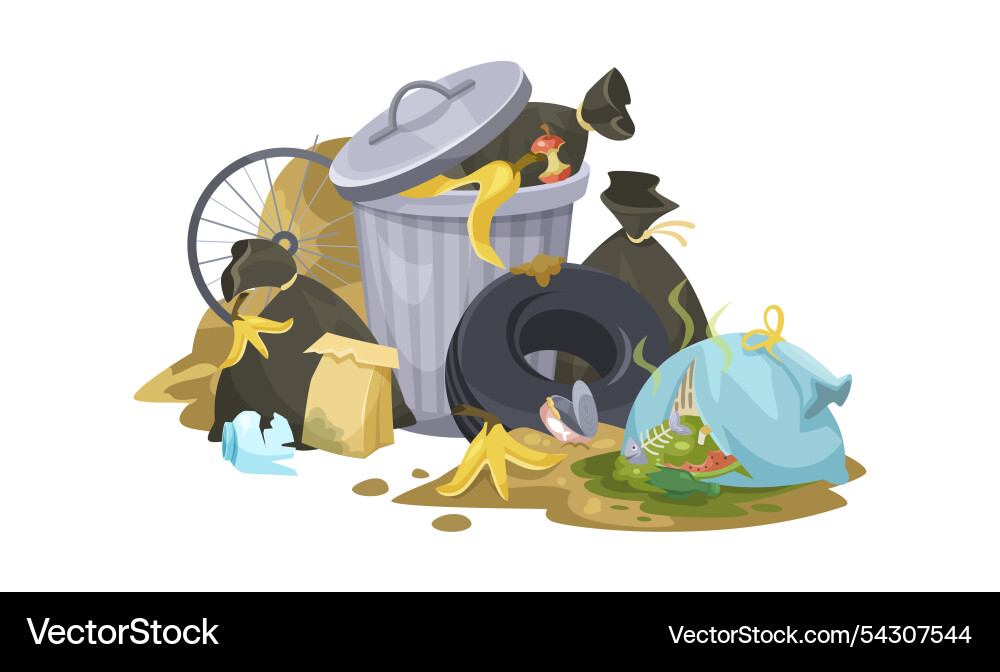 Waste and garbage collection scene with trash Vector Image