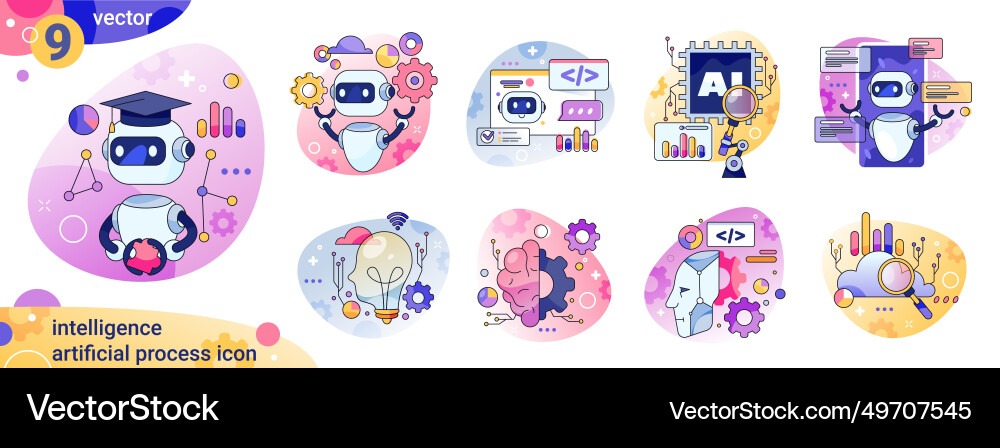 Artificial intelligence process ai development vector image